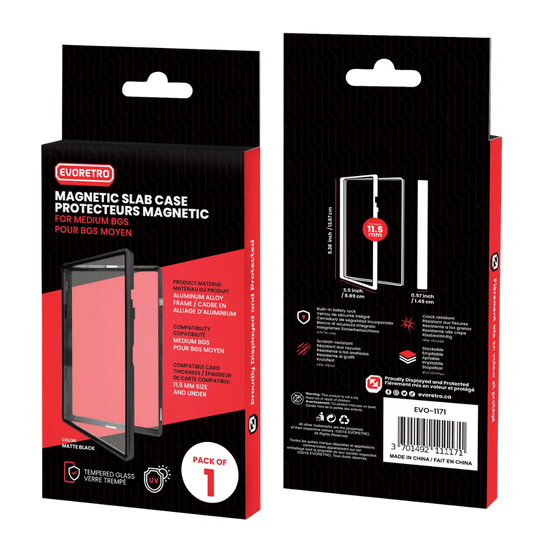 Evoretro BGS Magnetic Slab Case Matte Black for graded card display and protection