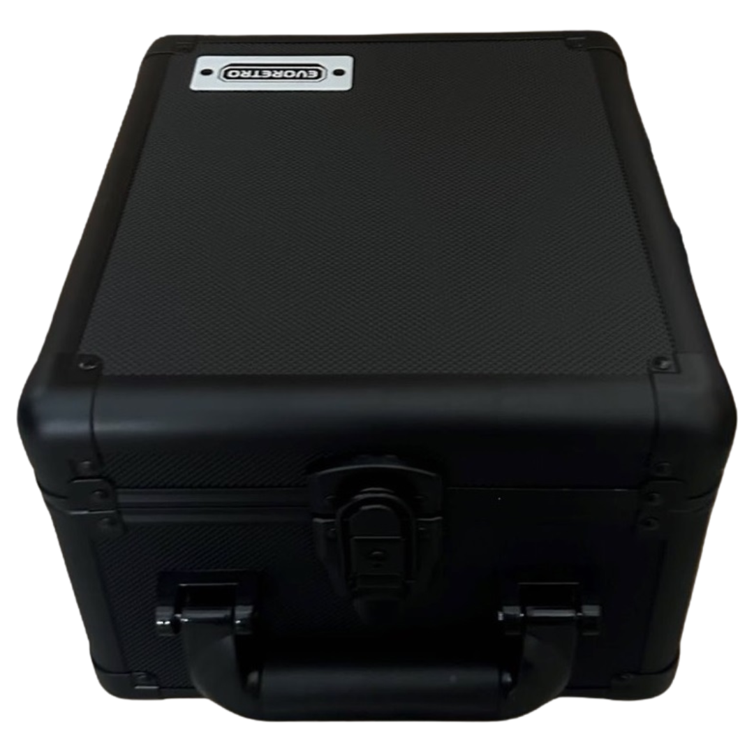 Evoretro Black Aluminum Graded Card Storage Case with TSA Lock, designed with 2 rows to store up to 60 graded trading cards.