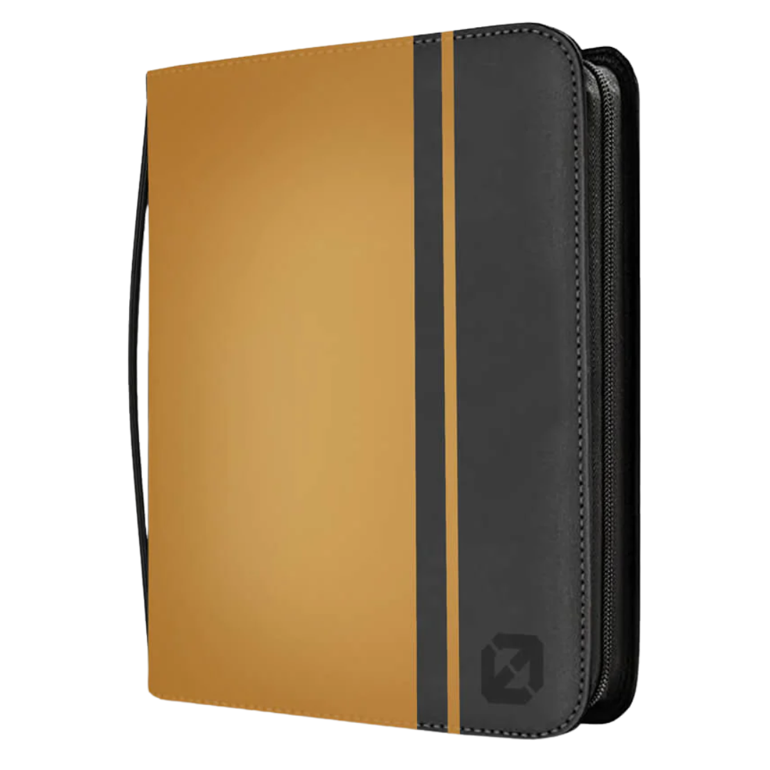 Evoretro 3x3 top loader binder in black and gold, holds 216 toploaded trading cards