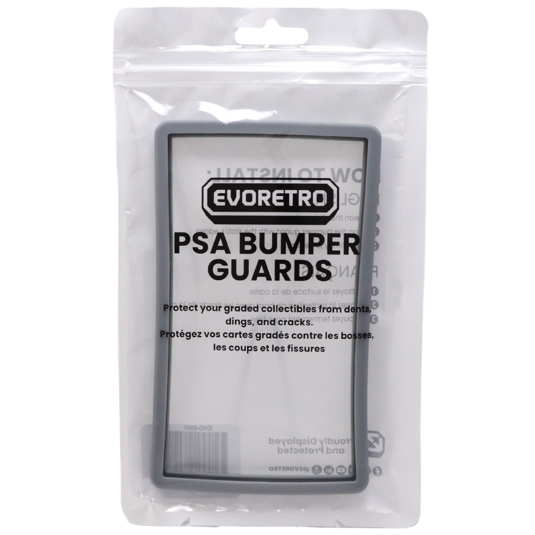 Evoretro PSA slab bumper guard protecting a PSA-graded trading card case