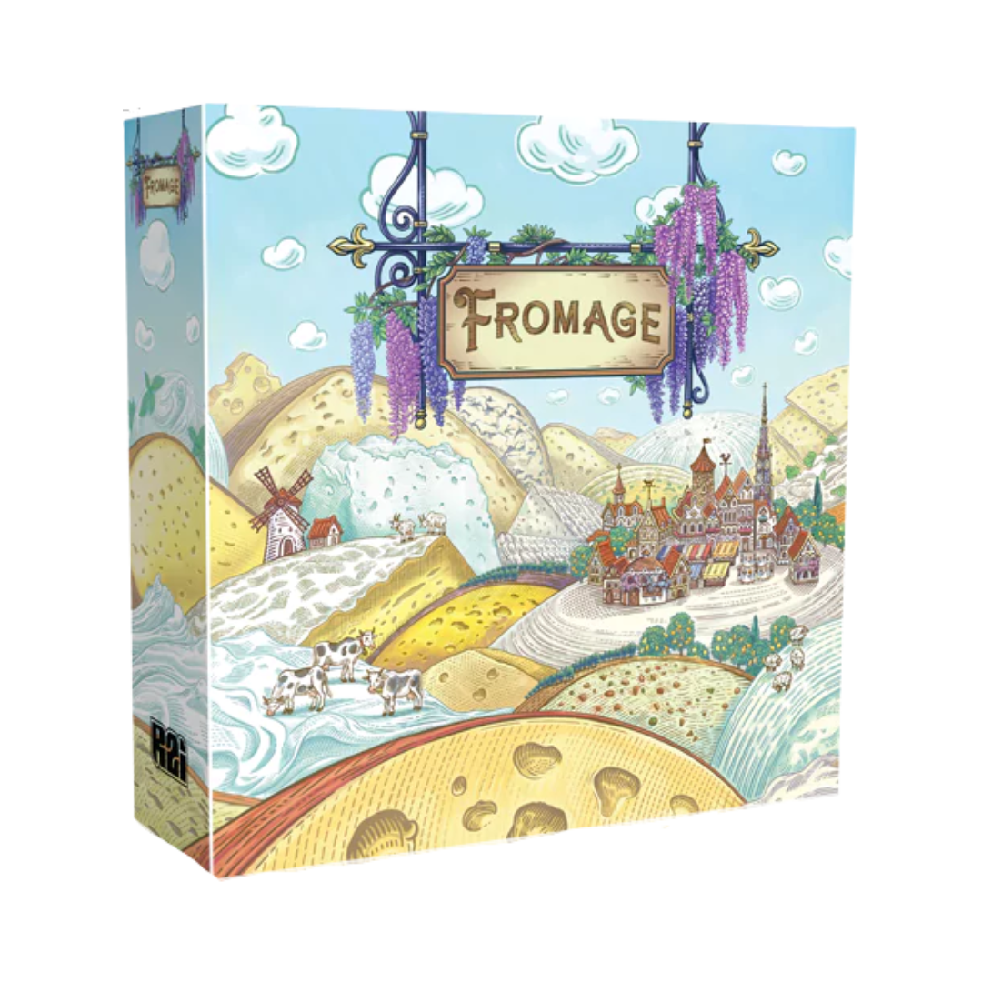 Fromage board game—strategic worker-placement gameplay set in early 20th-century France, where players craft and age artisan cheese to build prestige.