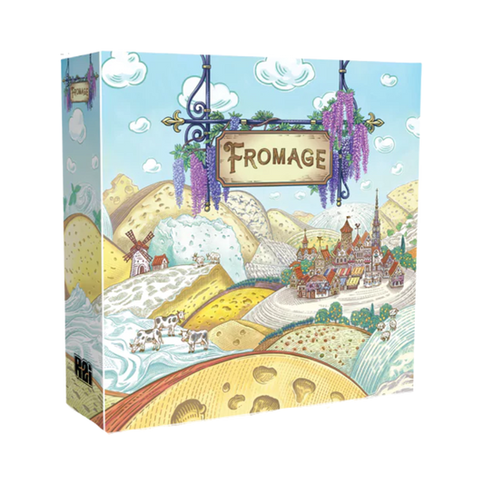 Fromage board game—strategic worker-placement gameplay set in early 20th-century France, where players craft and age artisan cheese to build prestige.