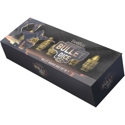 Fanroll Bullet Dice Gunslinger resin 7 piece polyhedral dice set for tabletop RPGs
