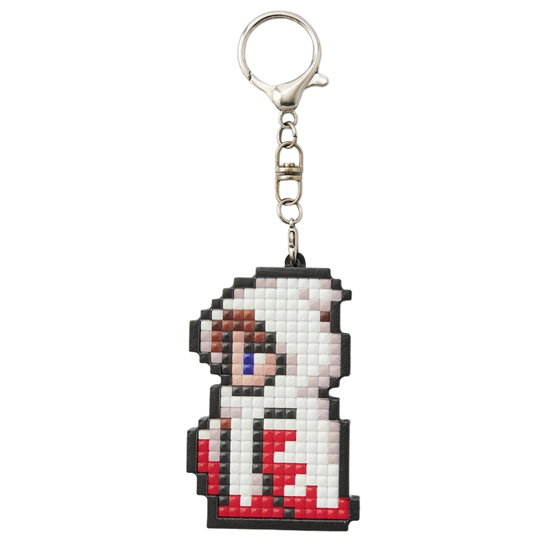 FINAL FANTASY Pixel Remaster DIY pixel art keychain kit with character beads, base, and keychain attachment.