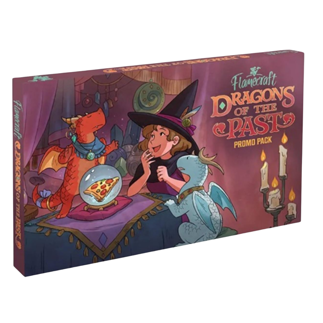 Flamecraft Dragons of the Past board game expansion promo pack featuring Artisan Dragons and additional Shop cards