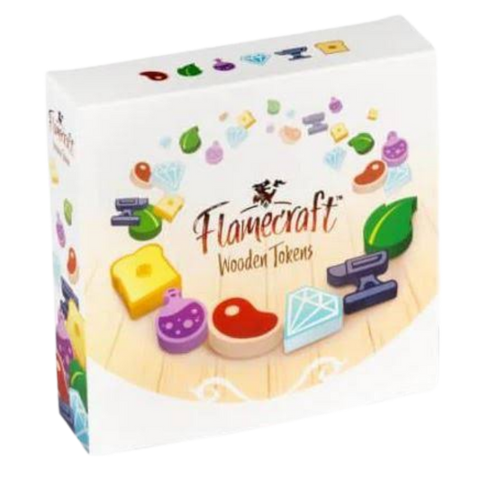 Flamecraft Wooden Tokens board game accessory for upgrading resource components and enhancing tabletop gameplay