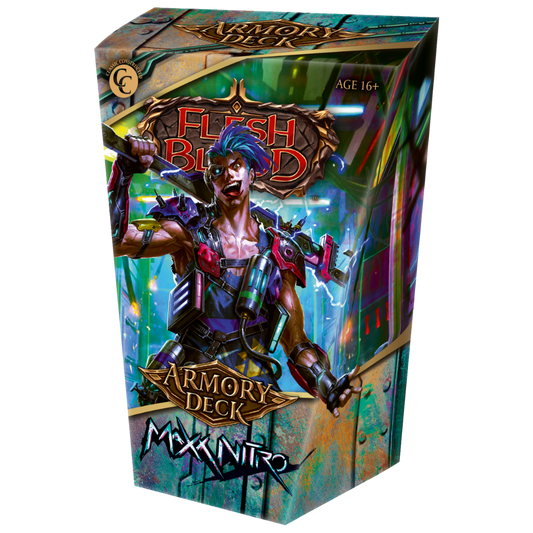 Flesh and Blood Armory Deck Maxx Nitro Blitz-ready Mechanologist deck with foil cards, perfect for new players and collectors, official FaB TCG product.