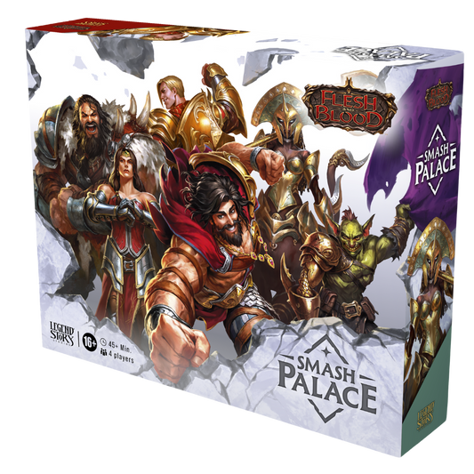 Flesh and Blood Smash Palace box set with boosters, heroes, tokens, and multiplayer game contents