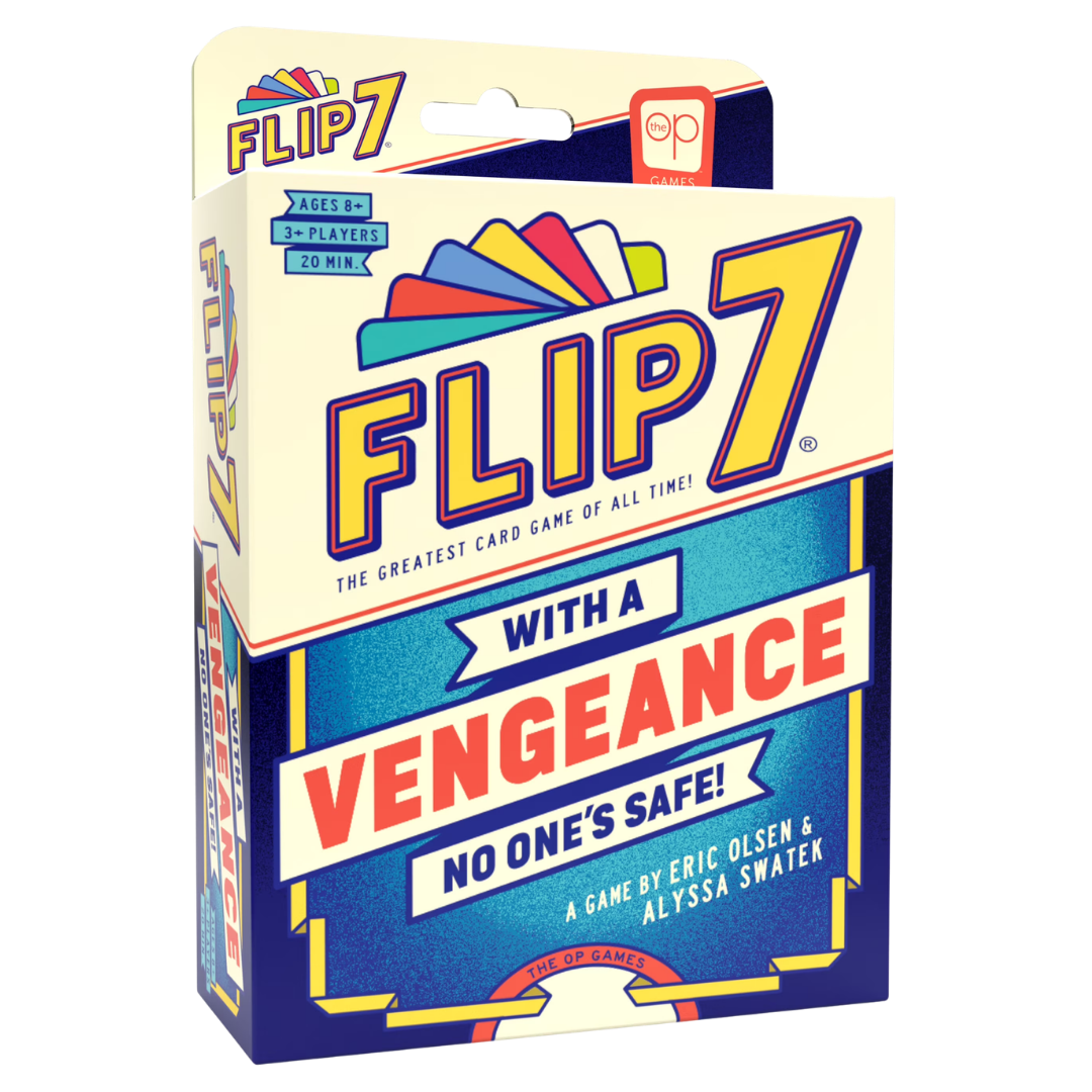 Flip 7 With a Vengeance card game box push your luck game with special interaction cards