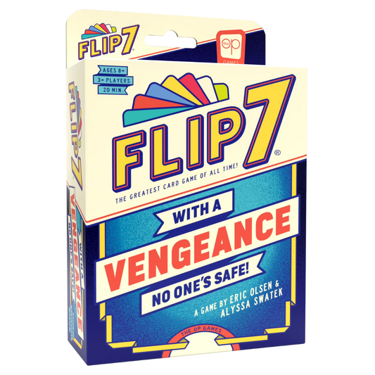 Flip 7 With a Vengeance card game box push your luck game with special interaction cards