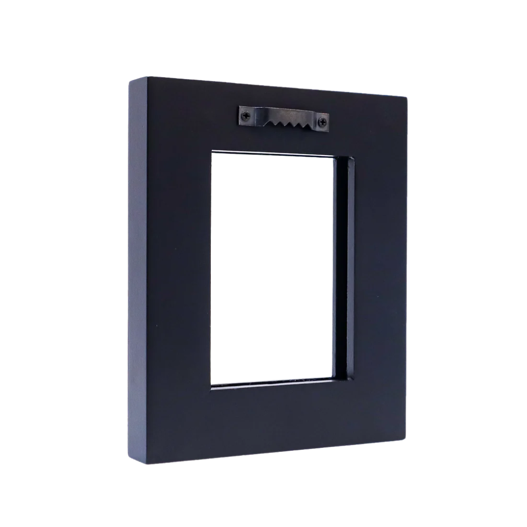 Frameamajigs black collectable card frame with magnetic One-Touch holder for displaying Pokémon, Magic, and trading cards