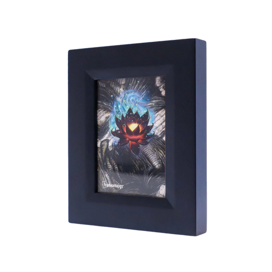 Frameamajigs black collectable card frame with magnetic One-Touch holder for displaying Pokémon, Magic, and trading cards