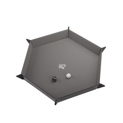 GAMEGENIC - Magnetic Dice Tray - Hexagonal - Black/Gray