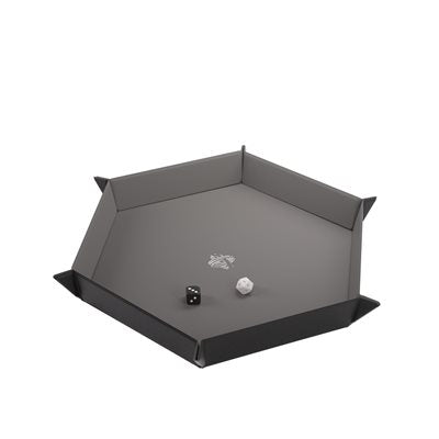 GAMEGENIC - Magnetic Dice Tray - Hexagonal - Black/Gray