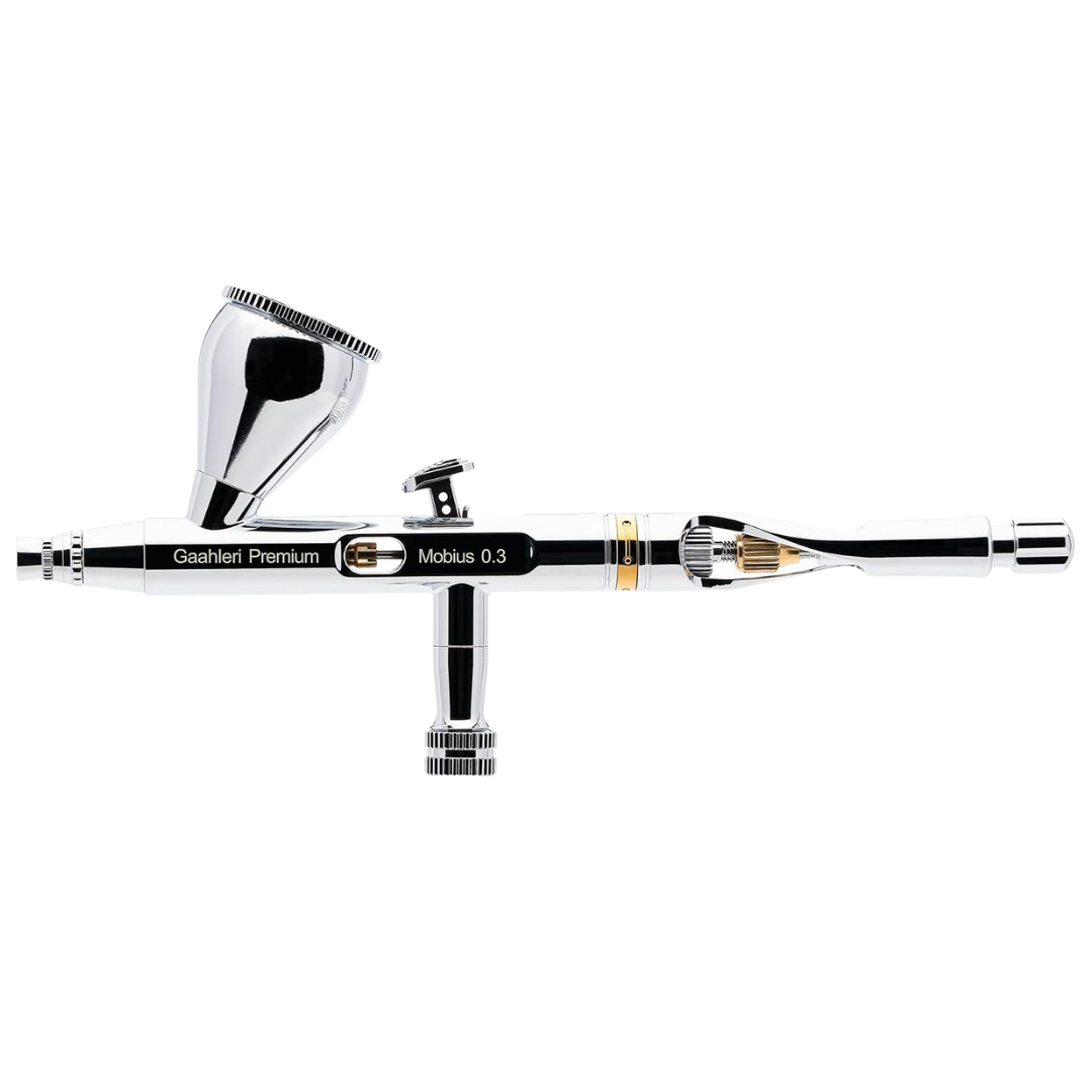 Gaahleri Premium Series Mobius 0.3mm gravity-feed airbrush with polished metal finish