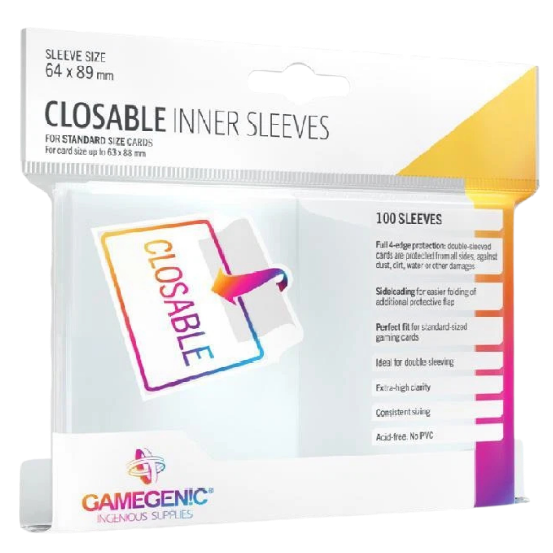 Gamegenic Closable Inner Sleeves 100-pack with self-closing flaps for standard-sized trading card protection