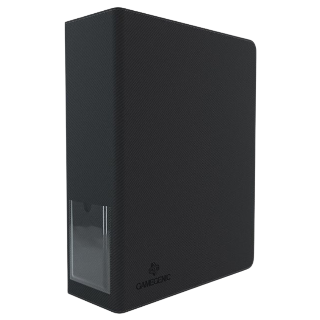 Black Gamegenic D-ring binder for trading cards compatible with standard 9-pocket storage pages

