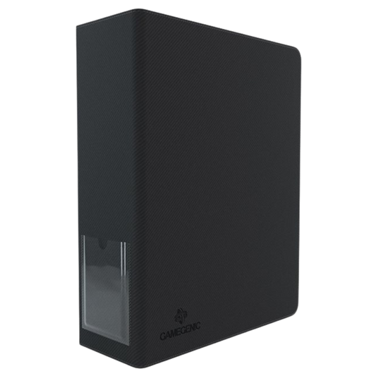 Black Gamegenic D-ring binder for trading cards compatible with standard 9-pocket storage pages

