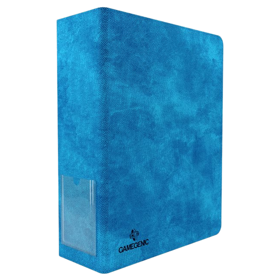 Blue Gamegenic D-ring binder for trading cards compatible with standard 9-pocket storage pages

