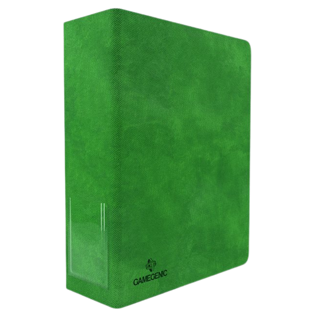 Green Gamegenic D-ring binder for trading cards compatible with standard 9-pocket storage pages

