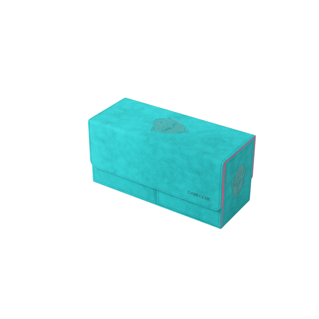 Gamegenic Academic XL Pink Teal closed deck box for 133 double-sleeved trading cards