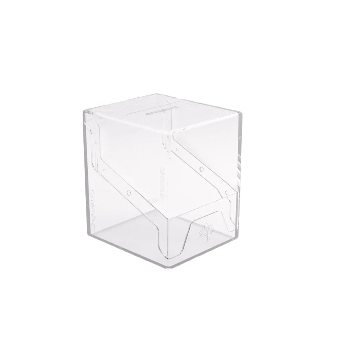 Gamegenic Bastion XL Clear deck holder, 100+ card storage, premium trading card protection, transparent deck box, durable and stackable card case.