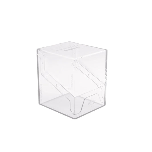 Gamegenic Bastion XL Clear deck holder, 100+ card storage, premium trading card protection, transparent deck box, durable and stackable card case.