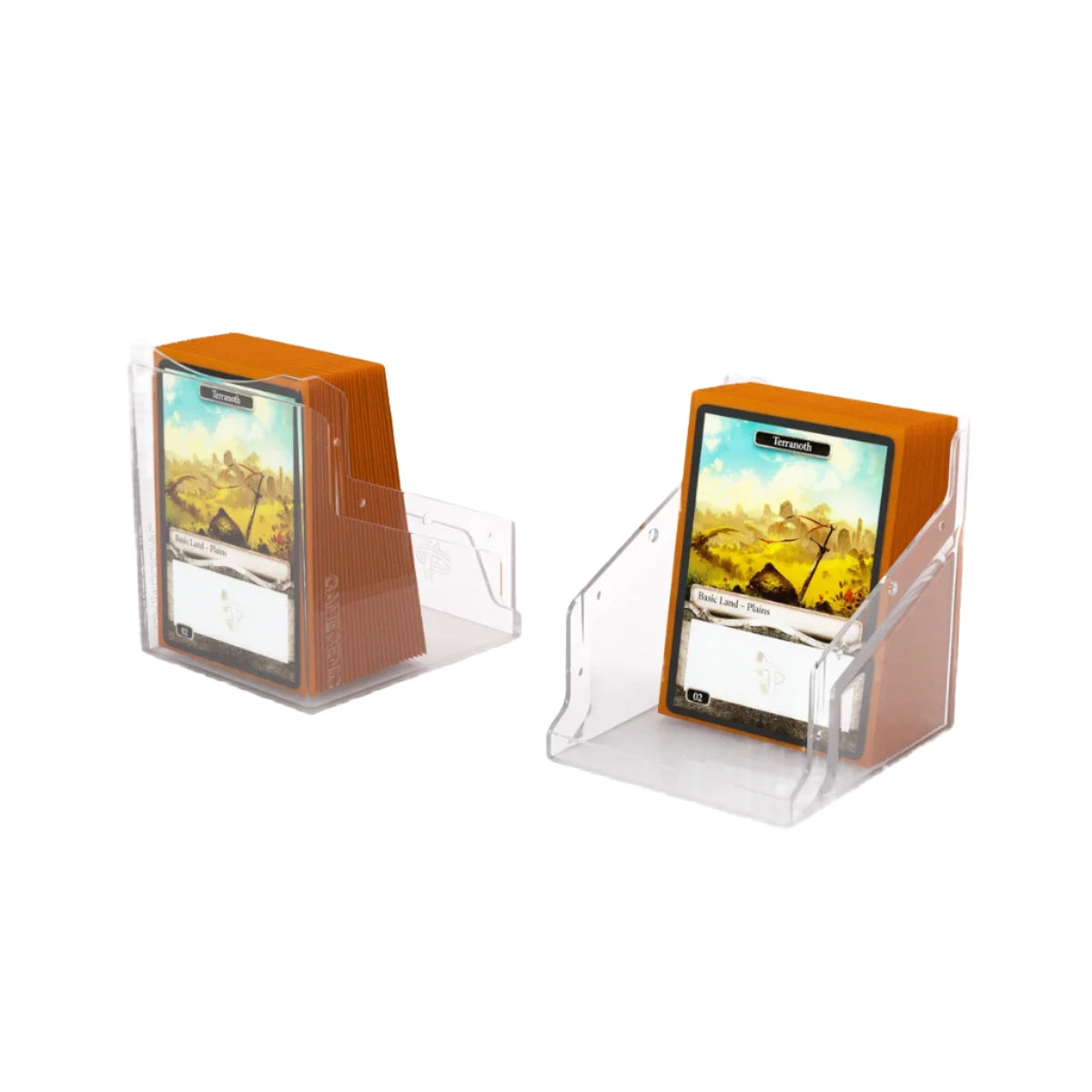 Gamegenic Bastion XL Clear deck holder, 100+ card storage, premium trading card protection, transparent deck box, durable and stackable card case.