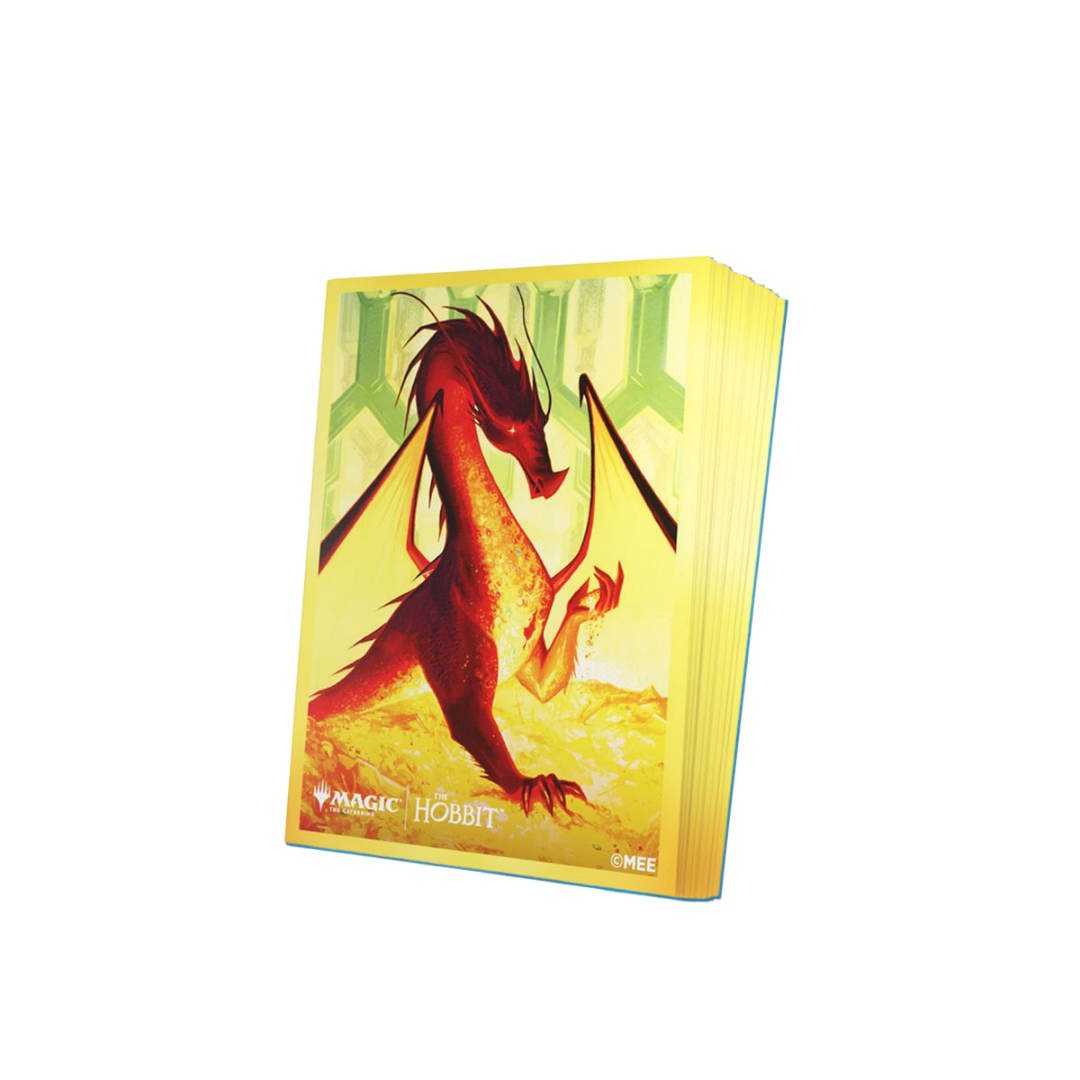Gamegenic MTG The Hobbit Smaug the Golden Premium Art Sleeves with red and gold dragon artwork, 105 count