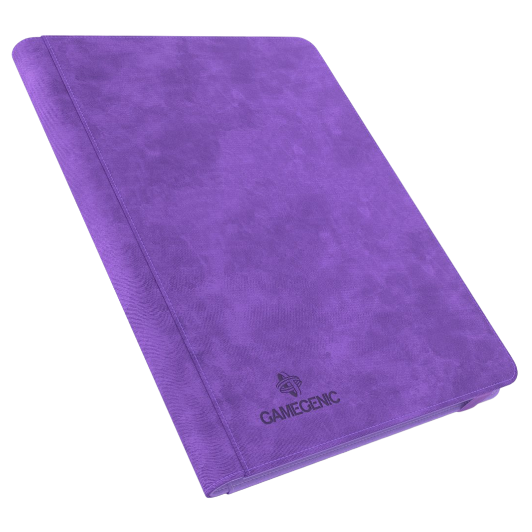 Purple Gamegenic 18-pocket Prime album with side-loading pages for secure standard trading card storage

