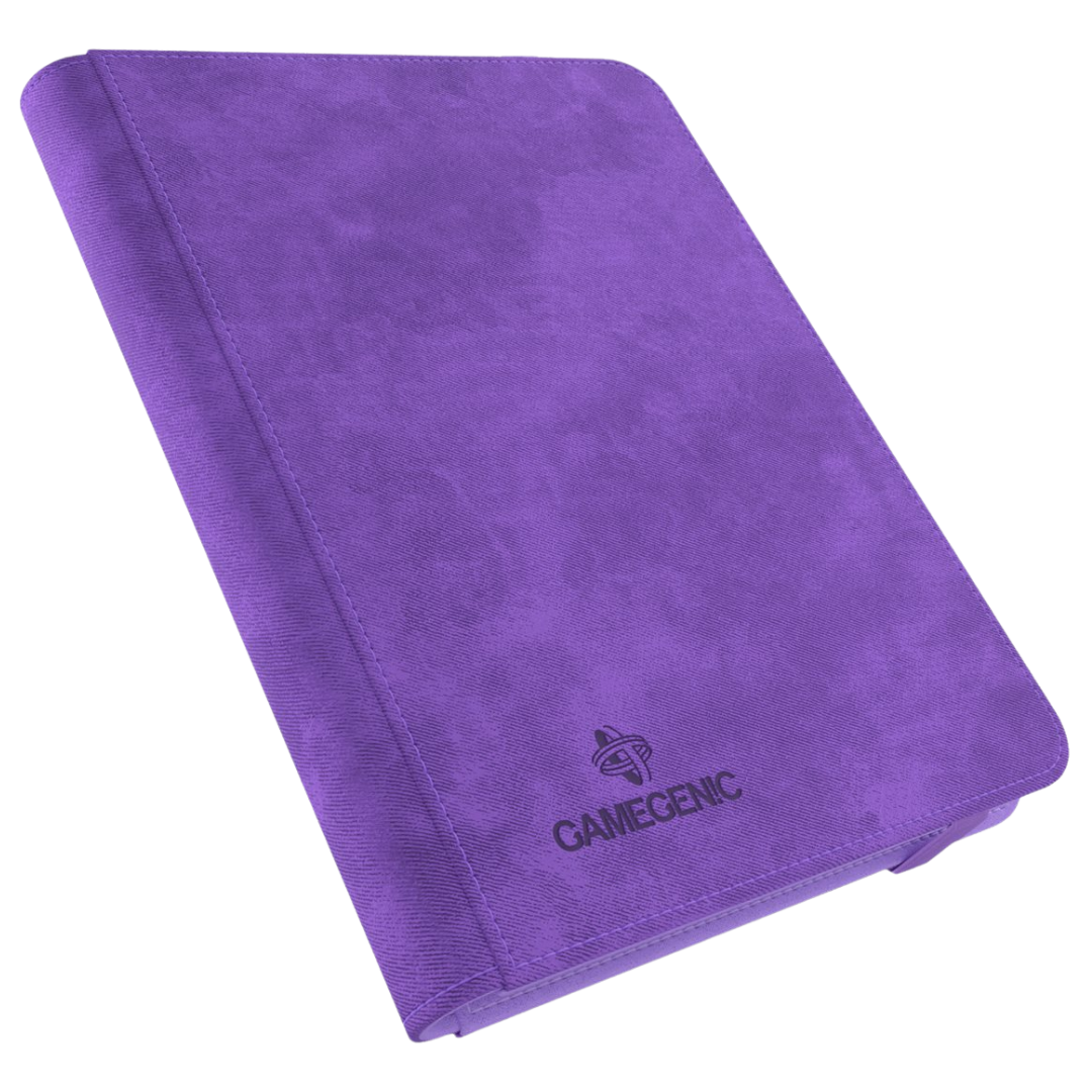 Purple Gamegenic 8-pocket Prime album with side-loading pages for secure standard trading card storage

