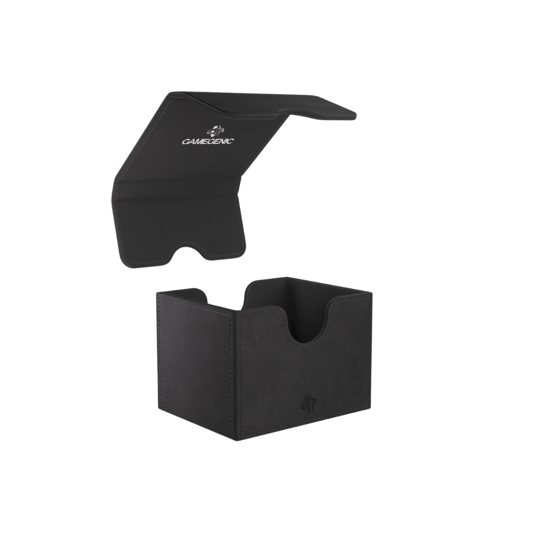 Gamegenic Sidekick Convertible XL - Black deck box with a convertible design, Nexofyber exterior, and space for 100 double-sleeved cards.