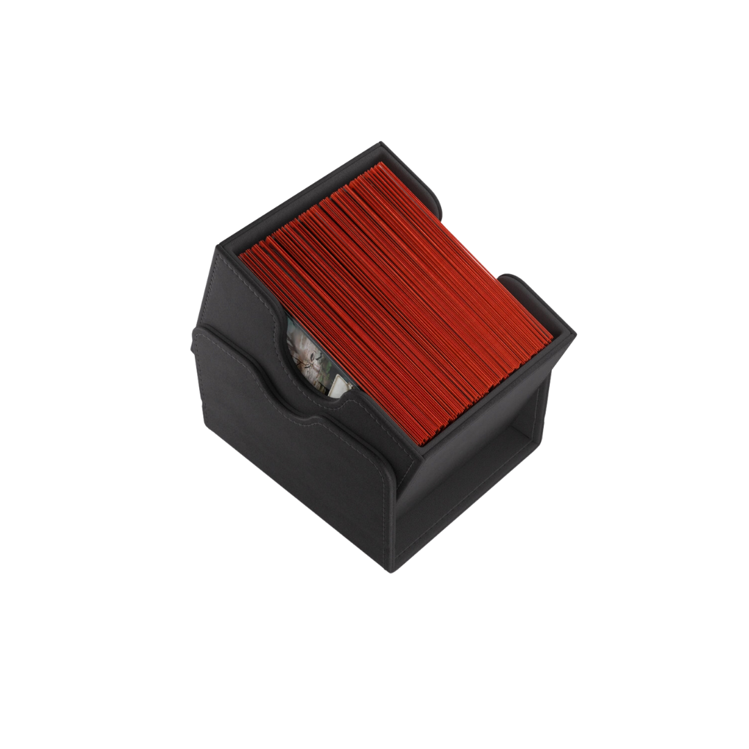 Gamegenic Sidekick Convertible XL - Black deck box with a convertible design, Nexofyber exterior, and space for 100 double-sleeved cards.