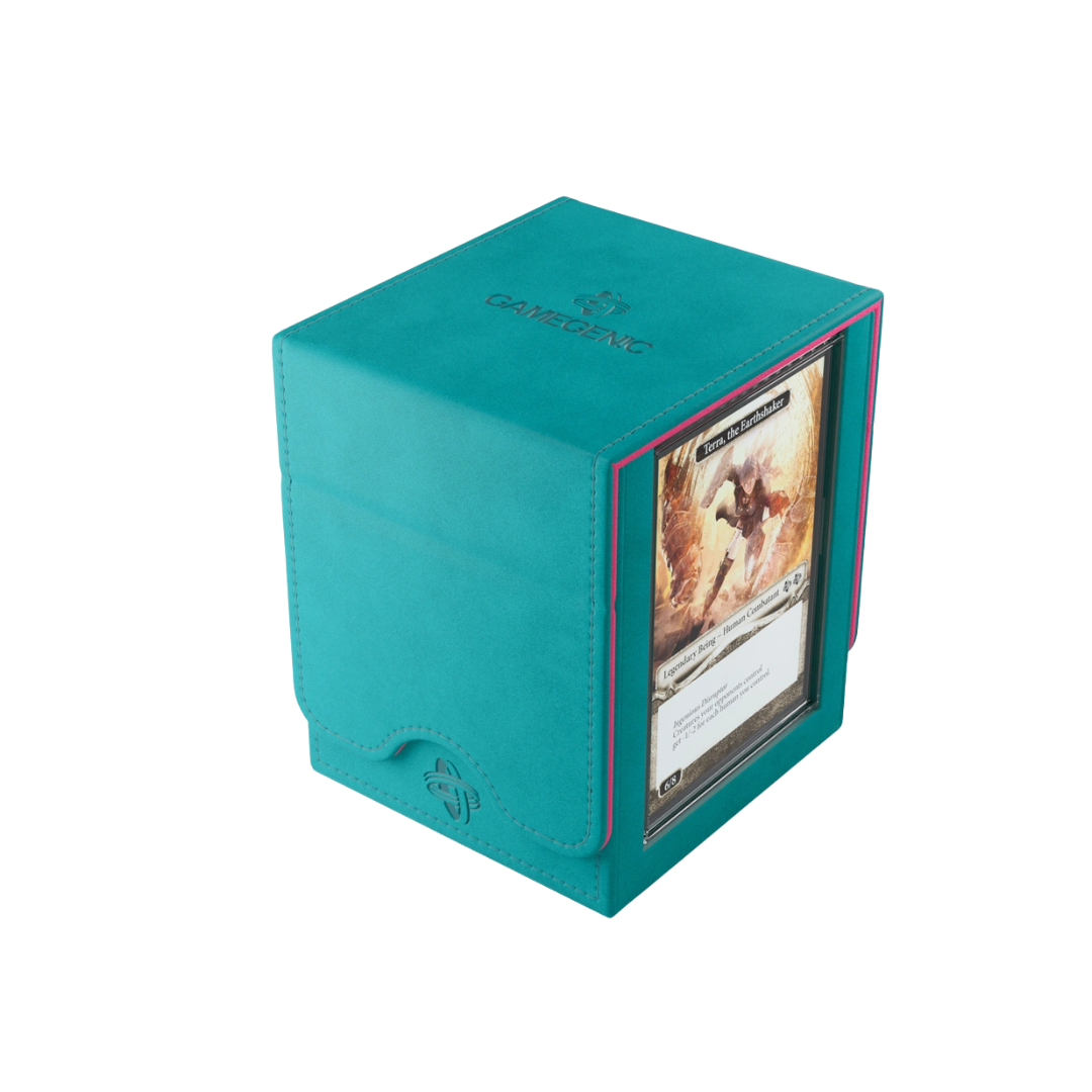 Gamegenic Squire Convertible XL Plus deck box teal pink holds 100 double-sleeved cards