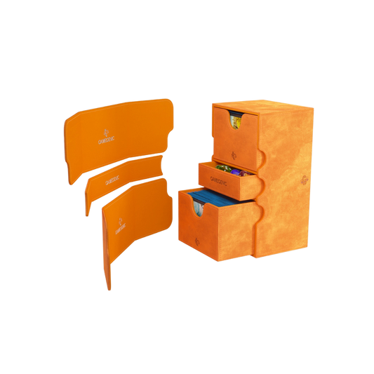 Gamegenic Stronghold Convertible XL Orange deck box for 200+ double-sleeved cards, premium TCG storage with magnetic closure and durable XenoSkin.