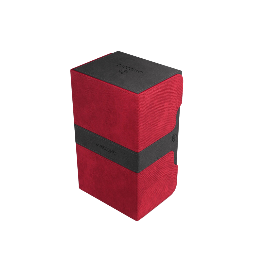 Gamegenic Stronghold Convertible XL - Black deck box with Nexofyber exterior, holding 200+ double-sleeved cards, featuring a secure magnetic closure.