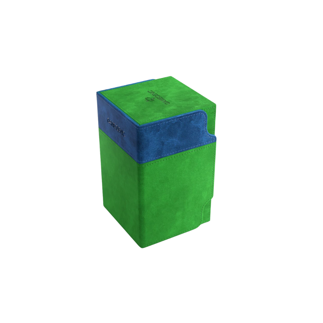 Gamegenic Watchtower Convertible XL Green deck box, holds 100+ double-sleeved TCG cards, premium storage with accessory drawer, microfiber lining, and magnetic closure.
