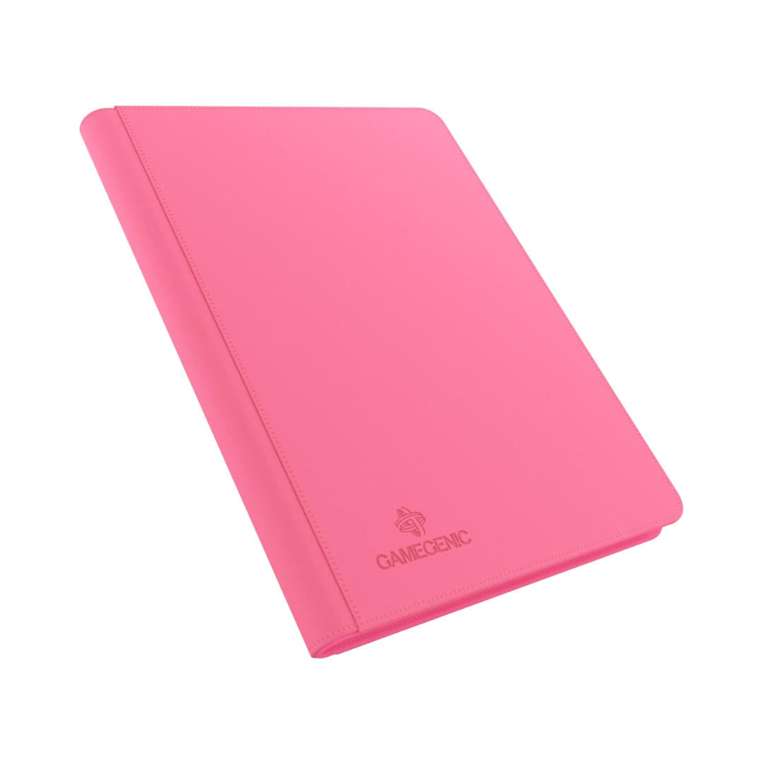 Gamegenic 18-pocket pink zip-up album for trading cards with Nexofyber surface and microfiber lining

