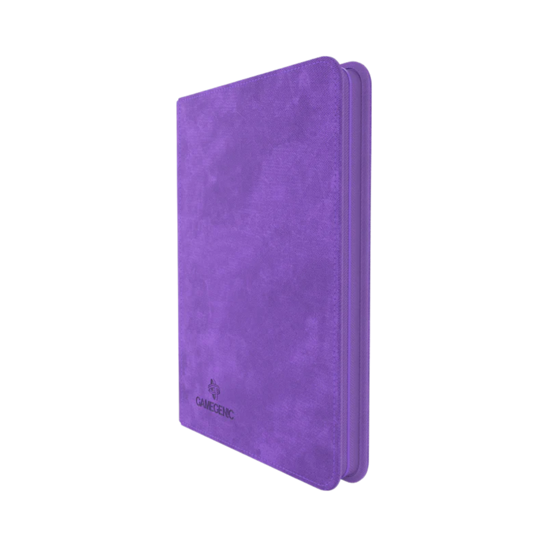 Gamegenic 8-pocket purple zip-up album for trading cards with Nexofyber surface and microfiber lining

