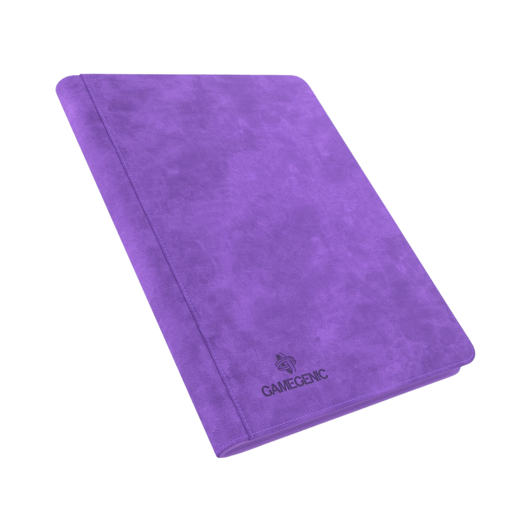 Gamegenic 8-pocket purple zip-up album for trading cards with Nexofyber surface and microfiber lining

