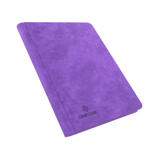 Gamegenic 8-pocket purple zip-up album for trading cards with Nexofyber surface and microfiber lining


