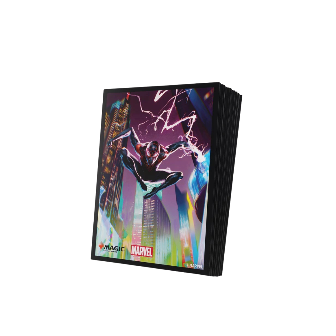Gamegenic Miles Morales Art Sleeves for MTG, pack of 105 with textured matte backs and clear fronts