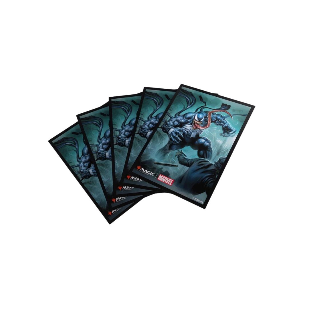 Gamegenic Venom Art Sleeves fan spread for MTG, pack of 105 with textured matte backs and clear fronts