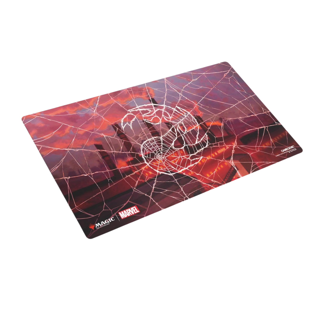 Gamegenic Spider-Man Mountain Shiny Treatment MTG playmat with anti-slip backing and flat stitched edges