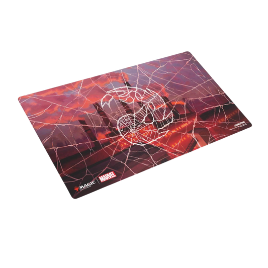 Gamegenic Spider-Man Mountain Shiny Treatment MTG playmat with anti-slip backing and flat stitched edges
