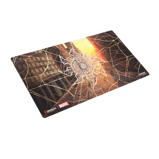 Gamegenic Spider-Man Plains Shiny Treatment MTG playmat with anti-slip backing and flat stitched edges
