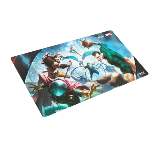 Gamegenic Spider-Man Sinister Six Prime Playmat for MTG with anti-slip backing and flat stitched edges