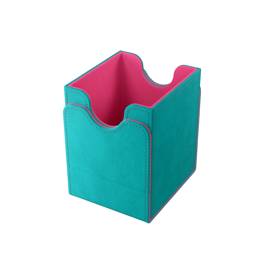 Gamegenic Squire Convertible XL+ deck box teal pink open vertical with 100 card capacity