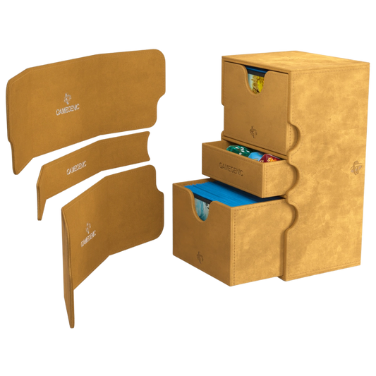 Gamegenic Stronghold Convertible XL deck box Sand, holds 200+ double-sleeved cards with microfiber lining and secure magnetic closure