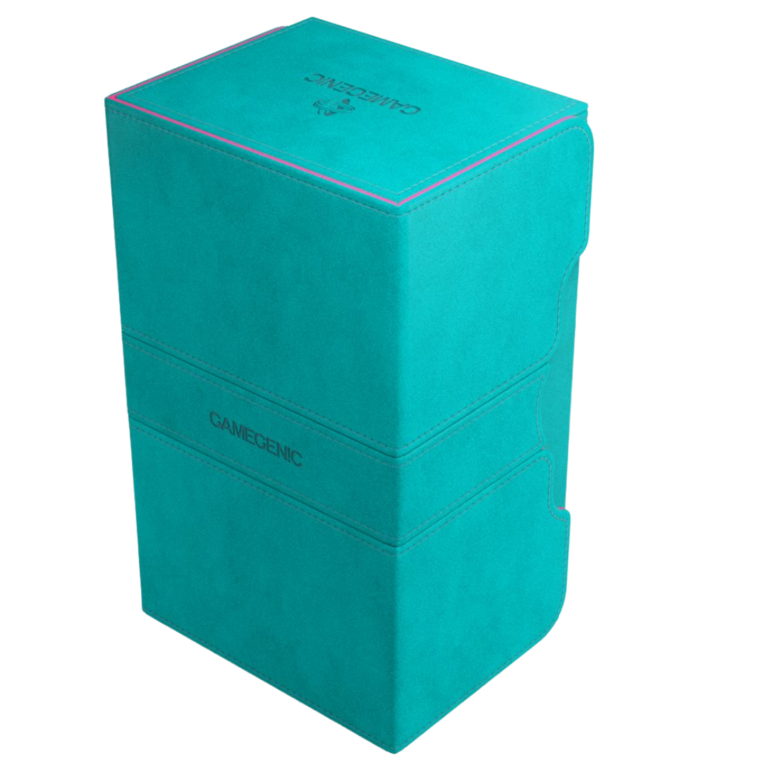 Gamegenic Stronghold 200+ XL Convertible Teal/Pink closed deck box with magnetic closure and premium finish